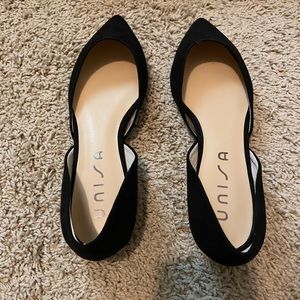 NEW Unisa black suede pointy-toe flats size 8 1/2